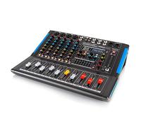 Pyle Mixer audio da studio Bluetooth a 6 canali - Interfaccia controller audio DJ con chiavetta USB per ingresso registrazione PC, presa microfono XLR, alimentazione 48 V, I/O per professionisti e