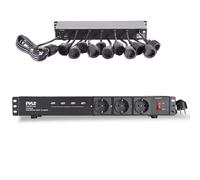 Pyle 12 Presa Multipresa 1U Rackmount PDU, Protezione da Sovratensioni, 15A, 4 Porte USB, Cavo da 4,57 Metri, per Più Dispositivi, Nero