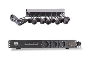 Pyle Multipresa Rack 1U con 12 Prese e 3 Fisse, 4 Porte USB, Cavo da 4,5 Metri, Ideale per Studio e Ufficio, Colore Nero