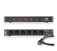 Pyle Multipresa Rack 1U con 6 Prese, 150 Joule, Cavo Elettrico Pesante, 6 Interruttori Frontali per Studio e Ufficio