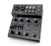 Pyle PAD43MXUBT - Mixer audio con controller Bluetooth a 4 canali, interfaccia audio USB, 2 jack combo XLR+microfono da 6,35 mm, linea e chitarra, 3,5 mm, RCA AUX, jack per cuffie