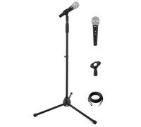 Pyle PDMIC88ST - Kit microfono dinamico unidirezionale con cavo vocale con borsa per il trasporto, supporto per microfono in metallo, clip e cavo audio XLR da 5 m a 1/4 ''