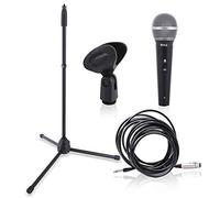 Pyle PDMIC88ST - Kit microfono dinamico unidirezionale con cavo vocale con borsa per il trasporto, supporto per microfono in metallo, clip e cavo audio XLR da 5 m a 1/4 ''