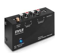 Pyle Phono Turntable Preamp - Mini Electronic Audio Stereo Phonograph Preamplifier with 9V Battery, Separate DC 12V Power Adapter, RCA Input & Output & Low Noise Operation (PP555) BLACK, 6X6X6