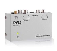 Pyle Phono Turntable Preamp - Mini Electronic Audio Stereo Phonograph Preamplifier with RCA Input, RCA Output & Low Noise Operation Powered by 12 Volt DC Adapter (PP444),Gray