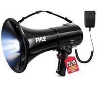 Pyle PMP561LTB - Megafono Portatile Compatto PA con Sirena di Allarme e Volume Regolabile, 50 W, palmare Leggero, con Microfono, Ingresso AUX per MP3 e Batteria Ricaricabile, Uso Interno ed Esterno