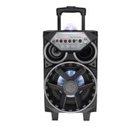 Pyle Portable Bluetooth PA Speaker - 580W 8” Rechargeable Outdoor BT Karaoke Audio System - TWS, Disco Party Lights, LED Display, FM/AUX/MP3/USB/SD, 6.5mm In, Trolley, Wheels - Wireless Mic, Remote