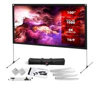 Pyle PRJOS100 - Schermo per proiettore con supporto, 100", 16:9, HD, 4K, portatile, leggero, autoportante, pieghevole, per interni ed esterni, con cornice, per home theater