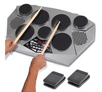 Pyle Pro Electronic Drum Kit - Batteria elettrica portatile da tavolo con pannello digitale, 7 pad per batteria, controller per pedale Hi-Hat/Kick Bass USB AUX - Tom-Toms, Hi-Hat, rullante, piatti