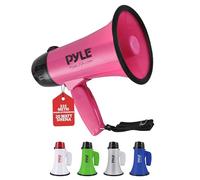 Pyle-Pro Megafono con Sirena, Compatto e a Batteria, 20 Watt, Microfono, 2 Modalità, Suono PA, Megafono Portatile con Manico Pieghevole, Rosa