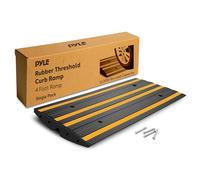 Pyle Rampa Auto in Gomma 120x40x6,5 cm, Rampe per Auto Antiscivolo Impermeabili con Strisce Riflettenti Gialle e Viti di Fissaggio