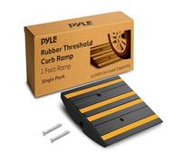 Pyle Rampa Auto in Gomma 30 cm Antiscivolo Impermeabile con Strisce Riflettenti, Rampe per Auto, Rampa Moto, Portata Fino a 5.000 kg, con Tasselli Inclusi