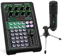 Pyle Scheda audio portatile Bluetooth Live Broadcast Pro Audio Interface DJ mixer condensatore w/microfono set, per streaming podcast studio, registrazione PC, giochi, telefono, w/FX, suoni ambientali