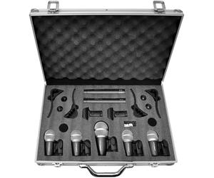Pyle Set 7 Microfoni Cablati Dinamici per Batteria, Vocali e Strumenti, include Clip, Supporti, Inserti e Custodia, Microfono per Tom, Rullante, Piatti, Nero