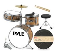 Pyle Set di Batteria per Bambini, Kit Iniziale 3 Pezzi con Grancassa da 33 Centimetri, Rullante, Tom, Piatti e Bacchette Batteria