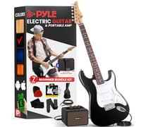 Pyle Set di Chitarra Elettrica Dimensione Completa con Amplificatore 5W, Custodia, Plettro, Corde di Ricambio e Cintura, Pack Chitarra per Principianti Stile ST con 22 Tasti, Nero