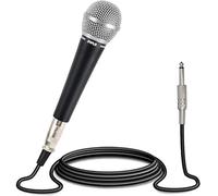 Pyle Set di microfoni dinamici per karaoke, microfoni con cavo, cardioide XLR a 6,35 mm, 4,5 m, alloggiamento interamente in metallo per palcoscenico e studio, suono chiaro, feedback arme, per casa