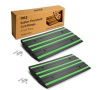 Pyle Set di Rampe Auto in Gomma 60x40x6,5 cm, Antiscivolo con Striscia Riflettente Verde, Rampe per Auto e Camion, Confezione da 2 Pesanti