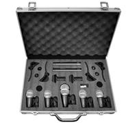 Pyle Set Microfono Dinamico Cablato 7 Pezzi per Batteria, Basso, Tom/Snare & Piatti - Completo con Clip Filettate, Inserimenti, Supporti e Borsa da Trasporto, Nero