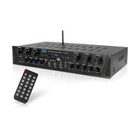 Pyle Sistema Amplificatore Audio Wireless per Casa, Ricevitore Stereo Bluetooth, 6 Canali, 600 Watt, LCD Digitale, Jack Cuffie, Microfono 6.35mm, USB, SD, AUX, RCA, Radio FM