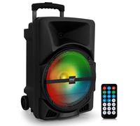 Pyle Sistema di Altoparlanti PA Portatile Wireless - Altoparlante Stereo DJ Bluetooth da Interno e Esterno da 800W con Ingresso MP3 AUX 3.5mm, Luce da Festa Lampeggiante e Radio FM - PPHP1244B, Nero