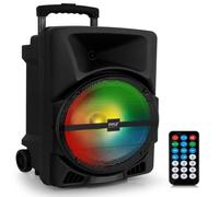 Pyle Sistema di Altoparlanti PA Portatile Wireless - Altoparlante Stereo DJ Bluetooth da Interno e Esterno da 800W con Ingresso MP3 AUX 3.5mm, Luce da Festa Lampeggiante e Radio FM - PPHP1244B, Nero