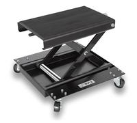 Pyle Sollevatore per Moto con Cric Manuale a Forbice e Carrello, Profilo Basso, Supporto Centrale per Ruota Anteriore/Posteriore e Motore, per Moto Cruiser e Motocross, Modello PLMOTJC11