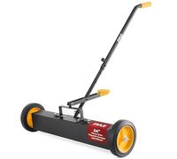 Pyle Spazzatrice Magnetica con Ruote 61 cm, Scopa Magnetica per Chiodi, Viti, Bulloni, Manico Regolabile, Raccoglitore Parti Metalliche per Uso Industriale e Commerciale, Nero/Arancione