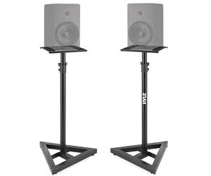 Pyle Speaker Stand Coppia di Supporti per Sound Play 1 e 3 - Altezza Telescopica Regolabile da 66 cm a 132 cm - Base Triangolare Robusta con Punte a Terra e Piattaforma Quadrata di 23 cm, Nero