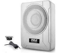 Pyle Subwoofer Amplificato 20 Centimetri 600 Watt, Casse Auto Stereo Compatte Marine Sotto Sedile con Amp Integrato, Ingressi Alto/Basso, Sistema Attivo, Argento