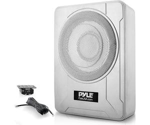 Pyle Subwoofer Amplificato 20 Centimetri 600 Watt, Casse Auto Stereo Compatte Marine Sotto Sedile con Amp Integrato, Ingressi Alto/Basso, Sistema Attivo, Argento