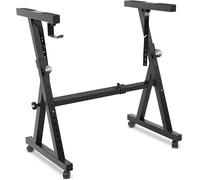 Pyle Supporto Tastiera a Forma di Z, Nero, Regolabile in Altezza e Larghezza, con Ruote Bloccabili, Robusto e Portatile