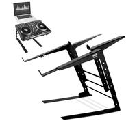 Pyle Tavolo da DJ, doppio supporto portatile per laptop, doppio supporto per laptop con altezza regolabile, design ergonomico e punte antiscivolo per mixer DJ, supporto per controller, postazione di