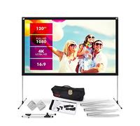 Pyle Telo Proiettore con Supporto, 305 cm 16:9 HD 4K Portatile, Leggero e Pieghevole, Schermo Proiettore da Interno/Esterno per Home Theater