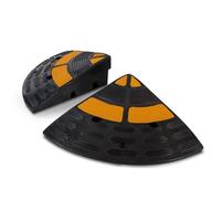 Pyle Vehicle Curb Ramp End Caps - 2PC Heavy Duty Rubber Threshold Driveway End Caps for Loading Dock, Garage, Sidewalk, Truck, Scooter, Bike, Motorcycle, Wheelchair Mobility PCRBDR40