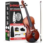 Pyle Violino Intero per Principianti, Kit Completo con Custodia da Viaggio, Archetto, Corde Extra, Accordatore Digitale, Supporto Spalla e Panno per Bambini e Adulti