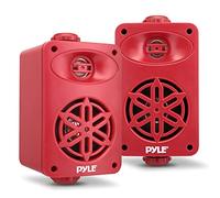 PyleUsa PDWR35RD - Coppia di diffusori da interni/esterni, 200 W, 8,9 cm, con tweeter in polimero ad alta sensibilità da 1/2", per casa, barca, ambienti marini, terrazza, patio, bordo piscina (rosso)