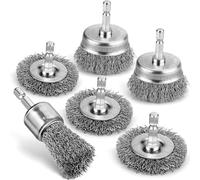 Pylevemv 6 ruote metalliche professionali, spazzola metallica in acciaio al carbonio per trapano, spazzola metallica per la pulizia della ruggine, accessori per trapano con gambo esagonale da 1/4 di