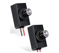 Pylorixz Sensore di Luce In Plastica Nera A 2 Pezzi con Sensore Crepuscolare per Illuminazione Esterna 120-277V Interruttore Fotoelettrico