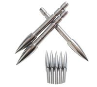 PYMUST 12 pièces Pointe de flèche pour tir à l'arc 100/120/150/200 Grains en Acier inoxydable pour Tige de 4,2 mm de diamètre Chasse (100 Grains)