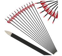 PYMUST 12pcs 2 "Scudo Piuma Naturale Freccia di Carbonio - SP1000 Grado Tiro con l'Arco Freccia, Attrezzatura Essenziale per il Tiro con l'Arco, Caccia Spedizioni e Target Training (Rosso)
