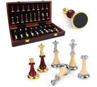 PYMUST Set di Scacchi in Legno di Lusso da 15 Pollici - Pezzi di Scacchi in Metallo e Legno con 2 Regine Extra, Gioco da Tavolo di Strategia Classica Premium per Adulti