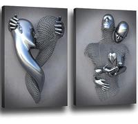 PYNVDD Poster 3D per gli amanti della scultura in metallo,statuetta artistica su tela,romantico,astratto,poster e stampe moderne,decorazione per la casa,senza cornice (2 pezzi,20 x 30 cm,figura 3)