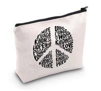 PYOUL - Astuccio divertente con scritta motivazionale motivazionale, simbolo della pace, con frasi motivazionali positive, amore e pace, borsa per il trucco, Inspirational Peace B Eu