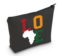 PYOUL Borsa cosmetica con mappa dell'Africa Love Africa, borsa per il trucco nera Storia Mese Regalo africano Mappa dell'Africa Regalo, Borsa Love Africa Eu