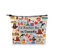 PYOUL Borsa da viaggio Canada con scritta in inglese "I'd Rather Be in Canada", borsa per cosmetici per amanti del Canada, idea regalo canadese, Borsa Be in Canada