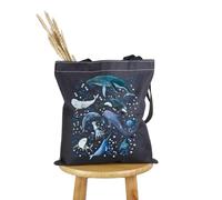 Pyoul, borsa per amanti delle balene, idea regalo per gli amanti degli oceani e degli animali dell'oceano, borsa a mano per amanti della biologia marina, idea regalo, Oceano Animali Balene T, medium