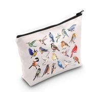 PYOUL - Borsa per il trucco con motivo uccellini, per amanti degli uccelli, idea regalo per amanti degli uccelli, Borsa design uccelli