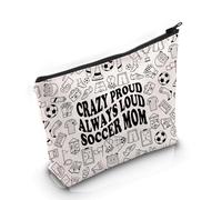 PYOUL Borsa per il trucco con scritta "Always Loud Soccer Mom Mom Life", idea regalo, Borsa per mamma da calcio forte