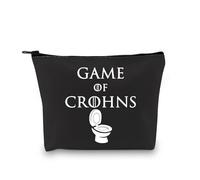 PYOUL Borsa per il trucco con scritta "Game of Crohns Disease Awareness", regalo per la sensibilizzazione alla malattia di Crohns, idea regalo con nastro viola, Borsa Game of Crohns